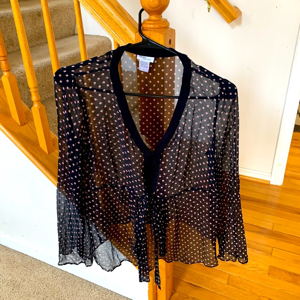 Beautiful black with pink Polk a dot shirt.
